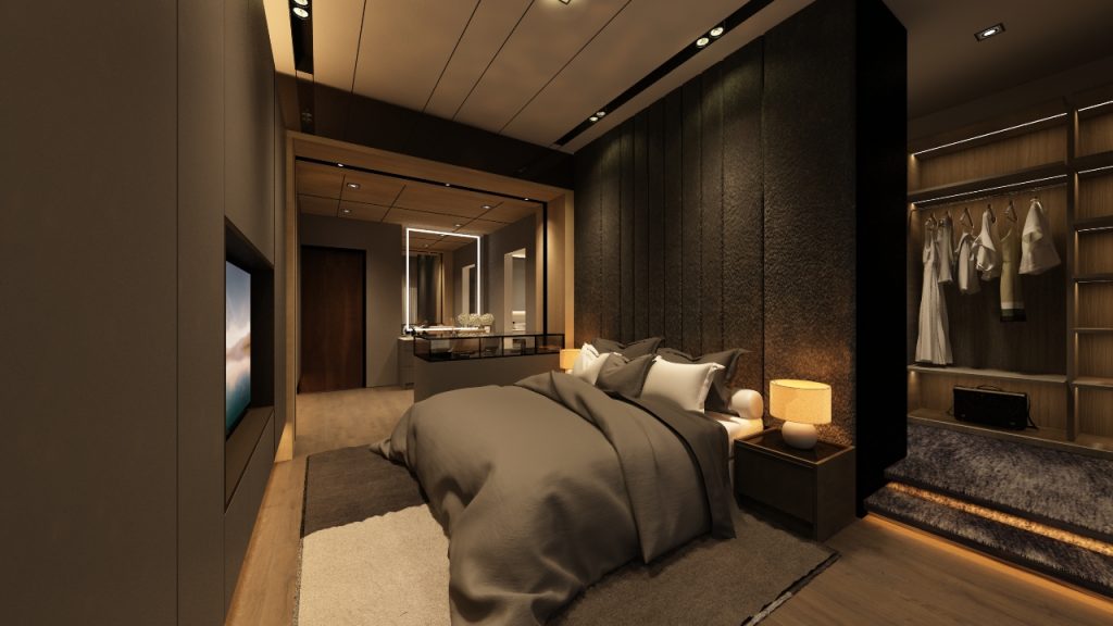 modern residential interior design malaysia living room with warm lighting