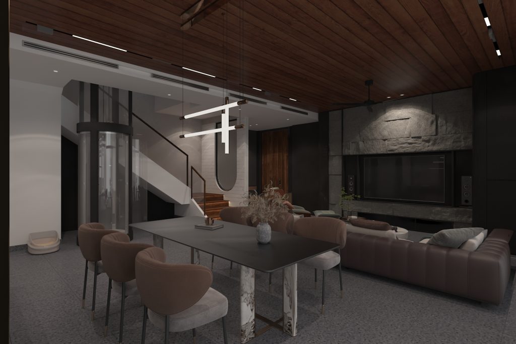 Contemporary dining area with custom interior design in Kuala Lumpur