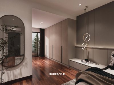 Minimalist bedroom interior design with built-in storage in Petaling Jaya