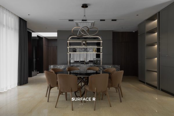 dining area modern residential interior design malaysia warm tones